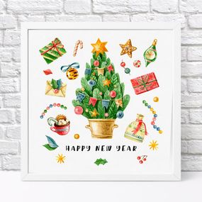 Постер у рамці Happy New Year 30x30 см (WKMT_22NG014_WH)