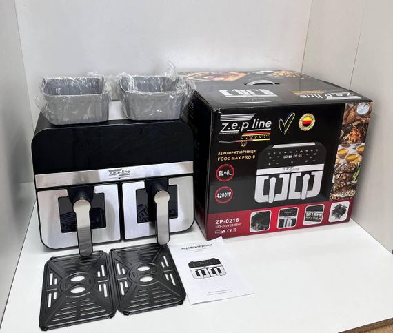 Аерофритюрниця двокамерна 4200Вт 6L+6L Zepline ZP-0218 з силіконовими формами | Зображення 1