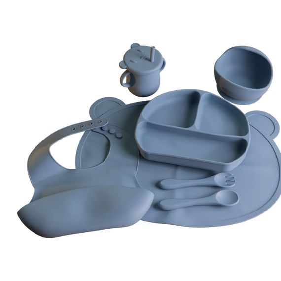 Дитячий набір силіконового посуду 7 предметів Синій HP34546BL | Зображення 8