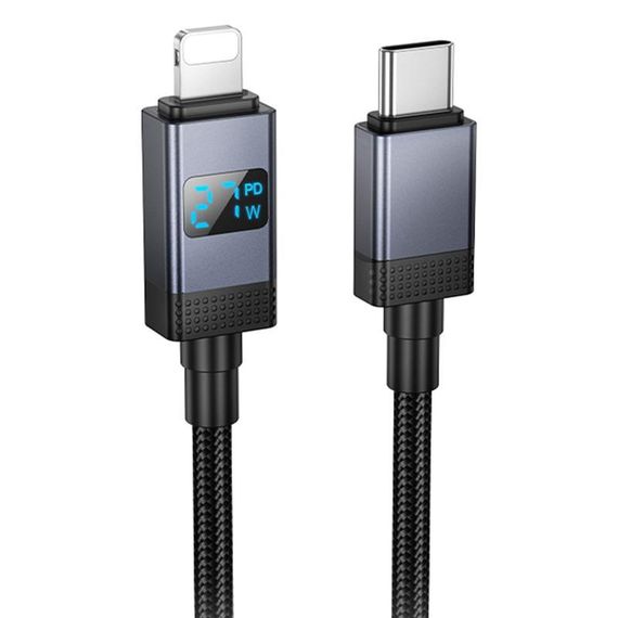 Дата кабель Hoco X118 Generous with display Type-C to Lightning 27W (1m) Black