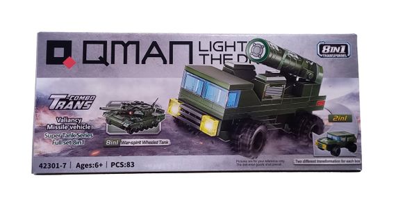 Конструктор 42301 Qman "Військовий транспорт", від 73дет до 90дет., Ціна за 1 конструктор, в коробці (6903317464586) Транспортний засіб з баллістикою, Хаммер, 2в1 Вид 7