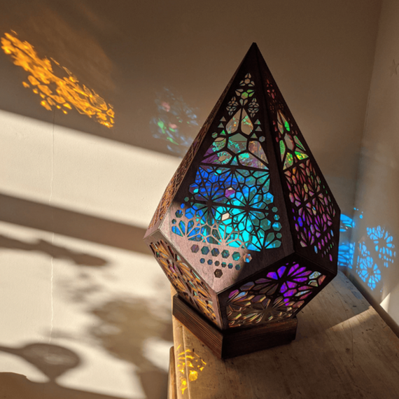Дерев’яна світлодіодна проекційна богемна лампа-нічник з барвистими діамантами WYX 8110927515 | Зображення 1