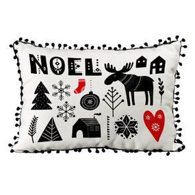 Подушка из мешковины с помпонами Noel 45x32 см (43PHBP_19NG003)
