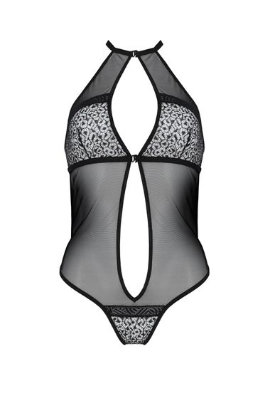 Сітчасте боді з мереживом на грудях Passion SATARA BODY S/M black | Зображення 2