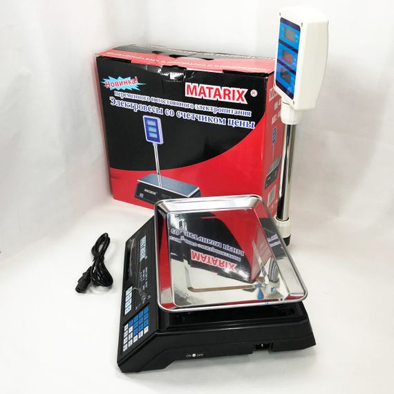 Ваги товарні Matarix MX-411+ на 50 кг, Ваги торговельні з табло, Ваги торговельні настільні зі стійкою | Зображення 7