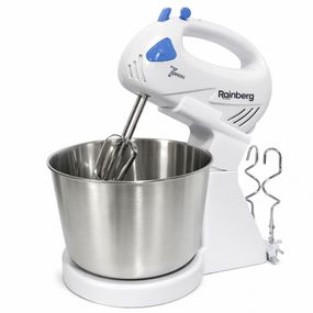 Стационарный электрический миксер с чашей Rainberg RB-1006 500W с насадками для замешивания теста Blue DL-15