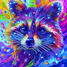 Алмазна мозаїка "Кольоровий єнот" BH031 неповна викладка 25х25 см