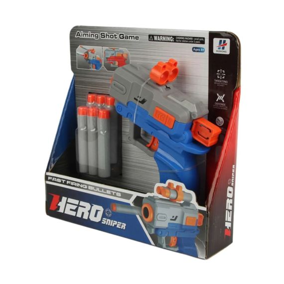 Игрушечный бластер Hero Sniper с мягкими пулями - детский пистолет в коробке | Зображення 1