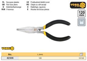 Плоскі щипці гнуті міні качконоси l=120 мм VOREL-42306