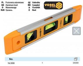 Уровень Польша TORPEDO 3 капсулы магнит L=230 мм VOREL-16300