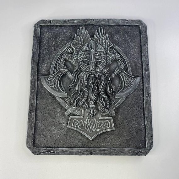 Барельєф "Вікінг" з кріпленням на стіну. Сірий