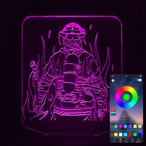 Акриловый светильник-ночник управление с телефона Пожарный tty-n001394