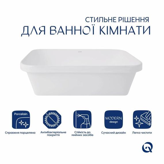 Комплект Qtap Scorpio: Раковина врізна прямокутна 510х390х145 мм White + Донний клапан PU02 | Зображення 2