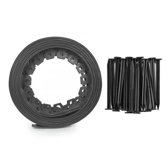 Бордюр газонний Bradas EASY BORDER 40 мм х 10 м з комплектом кілків гафіт OBEGY4010SET | Зображення 1