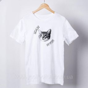 Футболка чоловіча із принтом "Miaw" біла