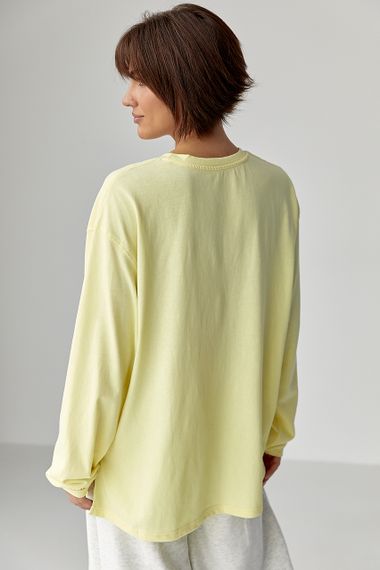 Лонг вільного фасону з написом - жовтий цвет, ONE SIZE (є розміри) | Зображення 1