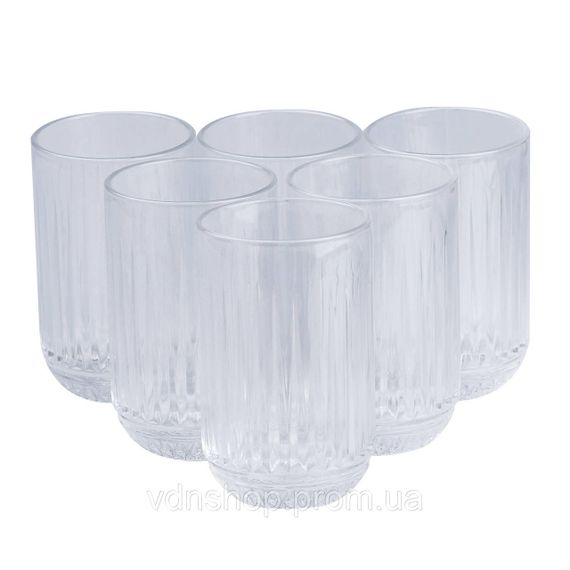 Набір склянок із товстого скла 6 штук по 450 мл прозорий HP4149