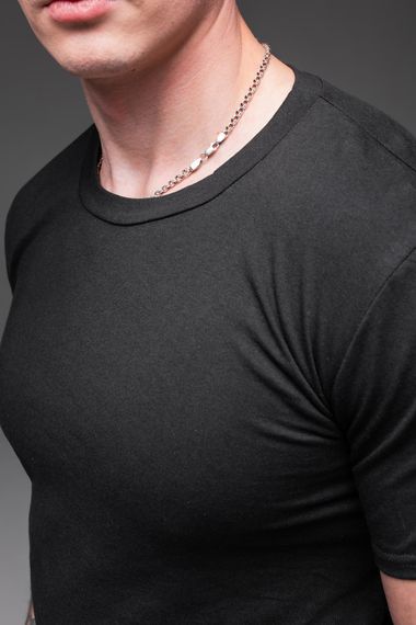 Мужская классическая базовая хлопковая футболка RA938 размер S, цвет черный | Зображення 3