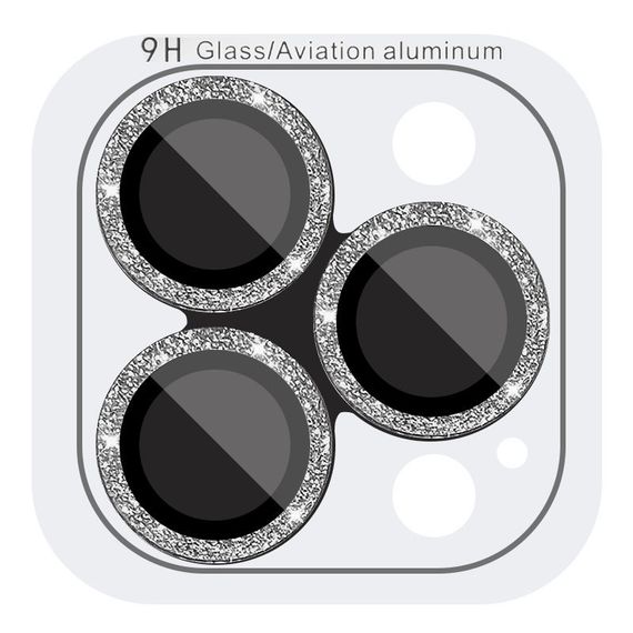 Захисне скло Metal Sparkles на камеру (у упак.) для Apple iPhone 15 Pro (6.1") /15 Pro Max (6.7") Срібний / Silver | Зображення 6