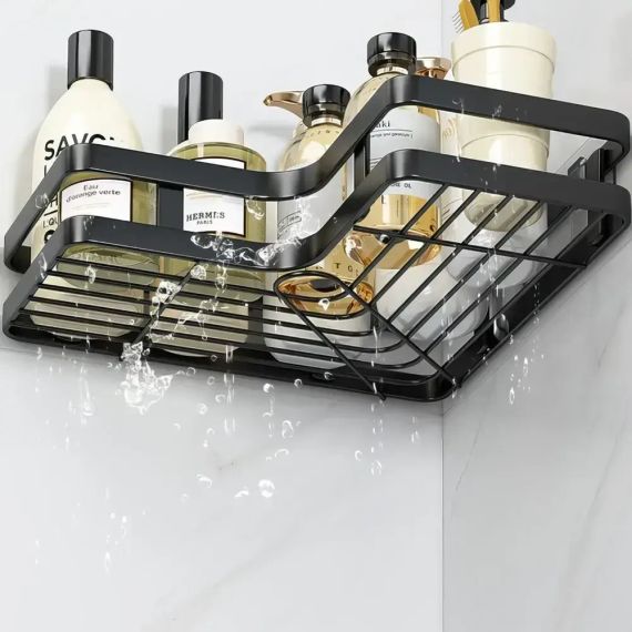 Кутова полиця для ванної кімнати із нержавіючої сталі Corner shower caddy Чорного кольору | Зображення 2