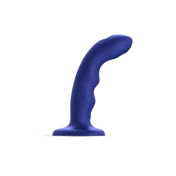 Насадка для страпона з подвійною точковою пульсацією Strap-On-Me TAPPING DILDO WAVE – NIGHT BLUE, М Sex Aura