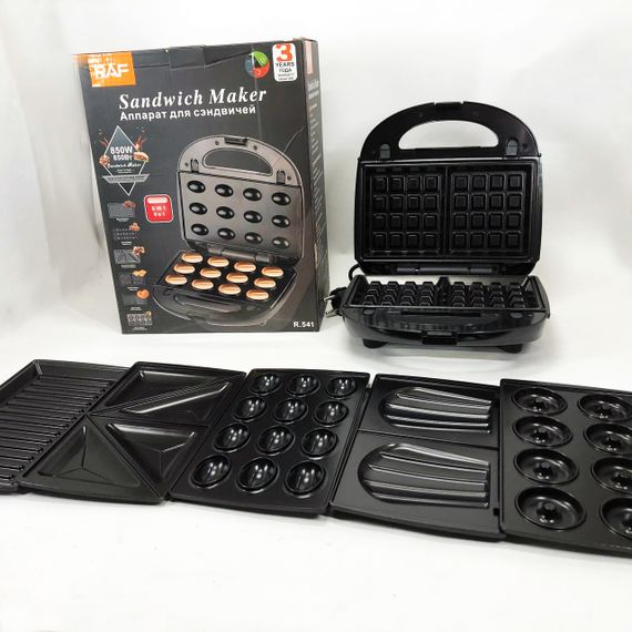 Мультимейкер 6в1 RAF R.541 Гриль притискний сендвічниця вафельниця ліщина бутербродниця | Зображення 7