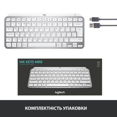 Клавиатура Logitech MX Keys Mini Wireless Illuminated UA Pale Grey (920-010499) | Зображення 3