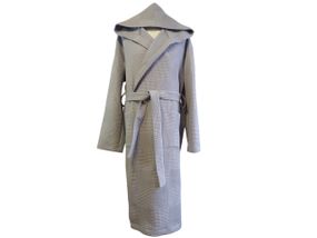 Халат мужской вафельный банный в бассейн домашний хлопчатобумажный с капюшоном серый 64