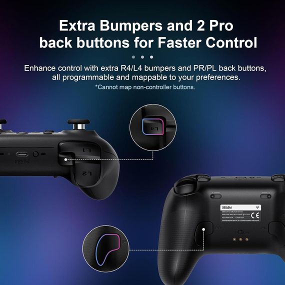 Геймпад 8BitDo Ultimate 2 Bluetooth Switch, Switch 2, ПК з Windows, TMR, Еффект Холла Чорний | Зображення 6