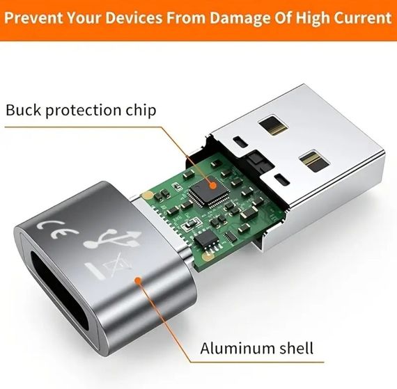 Переходник с USB на Type-C OTG, USB Type-C. Серый | Зображення 2