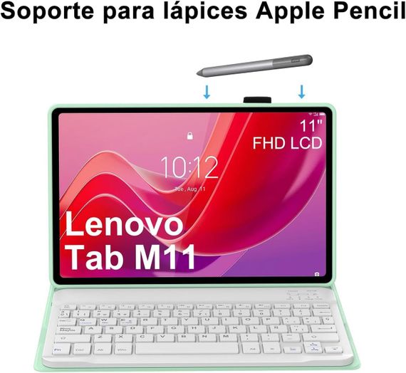 Чохол з Bluetooth клавіатурою для Lenovo Tab M11 2024 11" TB330FU, TB330XU, світло-зелений з тримачем для стилуса QWERTY | Зображення 7