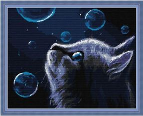 Набор для вышивания по нанесённой на канву схеме "Night cat". AIDA 14CT printed, 48*39 см