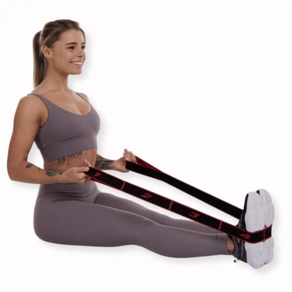 Резинка для фітнесу з петлями Queenfit 86,5 х 4см чорно-червона | Зображення 7