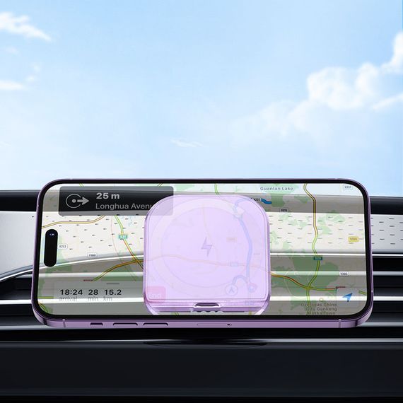 Автотримач з БЗП Hoco HW17 Crystal (air outlet) Romantic purple | Зображення 2