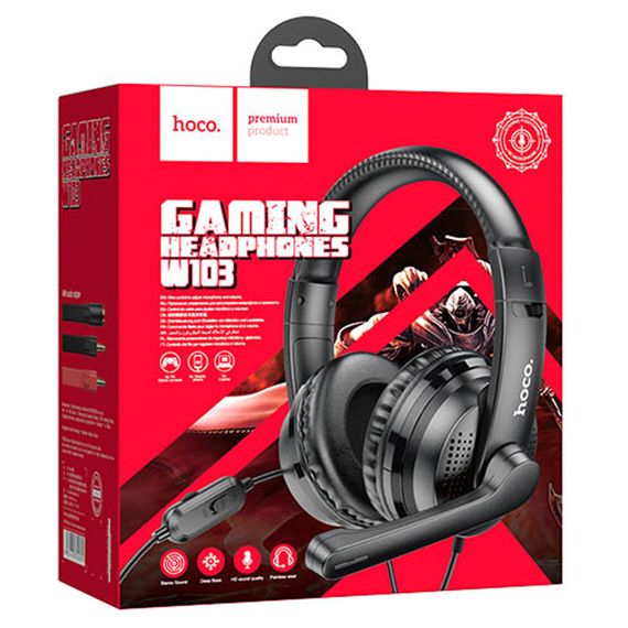 Накладні навушники Hoco W103 Magic Tour Gaming (3.5mm/1.2m) Чорний | Зображення 5