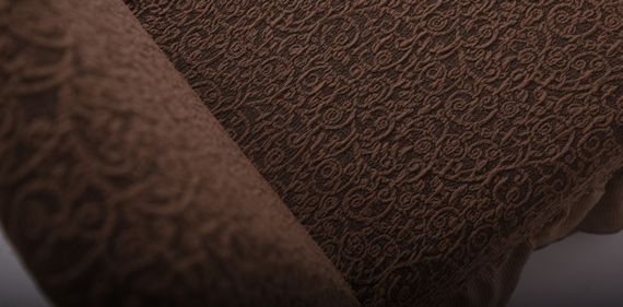 Жаккардовые чехлы на стулья с оборкой Venera (натяжные) набор 6-шт 05-402 Темно-коричневый | Зображення 4