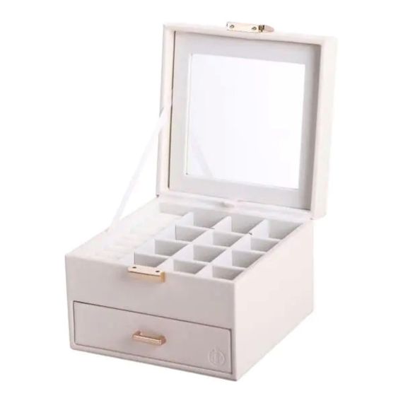 Скринька для прикрас з еко шкіри 2 яруси органайзер для ювелірних виробів HP-5-2W | Зображення 4