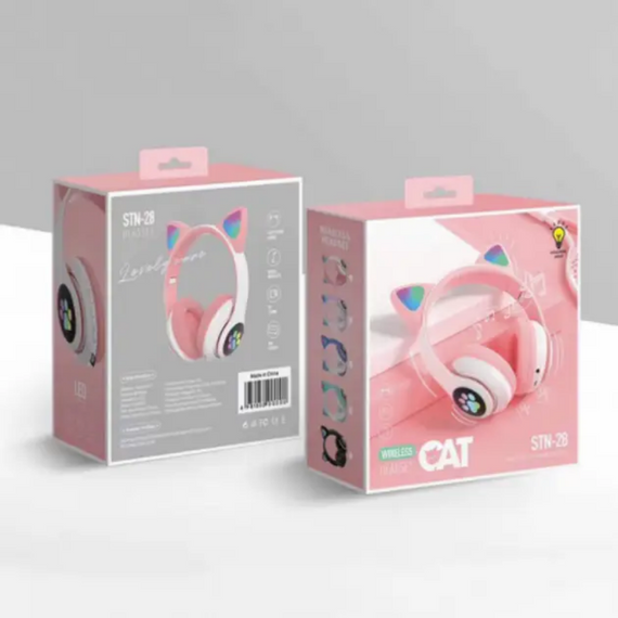 Накладні навушники Рожеві, Навушники з вушками Cat STN-28 2в1 для дітей   знижка | Зображення 3