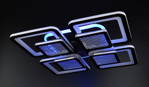 Люстра світлодіодна стельова LED світильник для квартири на стелю лед з пультом 26040 Чорний 9х42х42 см. | Зображення 6