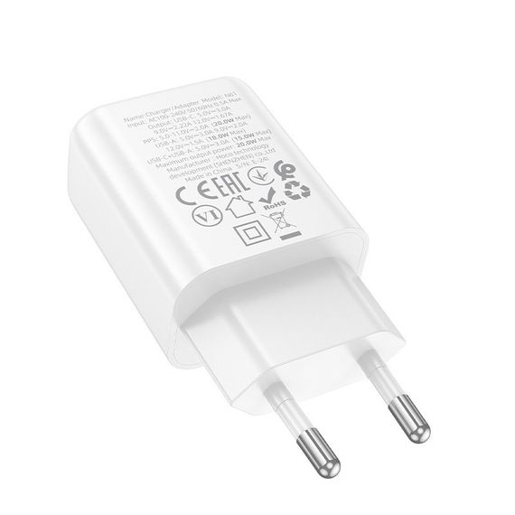 МЗП Hoco N61 Gentle PD20W+QC3.0 (1USB-A/1C) + кабель Type-C to Lightning White | Зображення 4