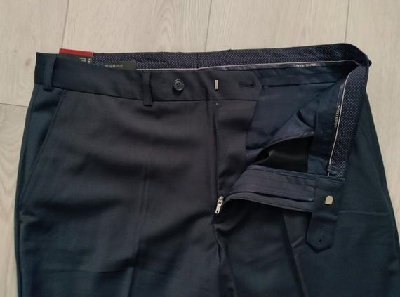 Чоловічі класичні брюки темно-сині штани з вовною | Зображення 1