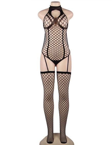 Комбинезон в сетку с имитацией чулков Star Night, черный sexstyle | Зображення 2