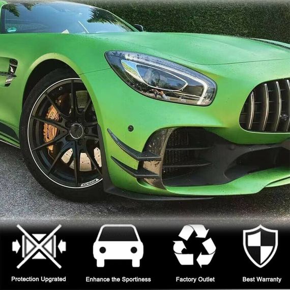 Накладки на передній бампер V2 (для GT R 2016-2019, Сухий карбон) для Mercedes AMG GT C190/R190 рр | Зображення 2