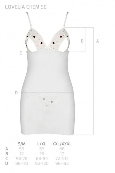 Сорочка з вирізами на грудях, стрінги Passion LOVELIA CHEMISE XXL/XXXL, white Sex Aura | Зображення 6