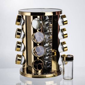 Карусель для спецій 16 баночок по 100 мл чорний мармур HP-1370