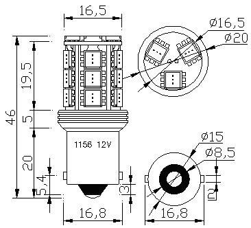 Светодиодная автолампа 1156(P21W)-S25-BA15s-18SMD+Current Regulator. CHI MING | Зображення 3