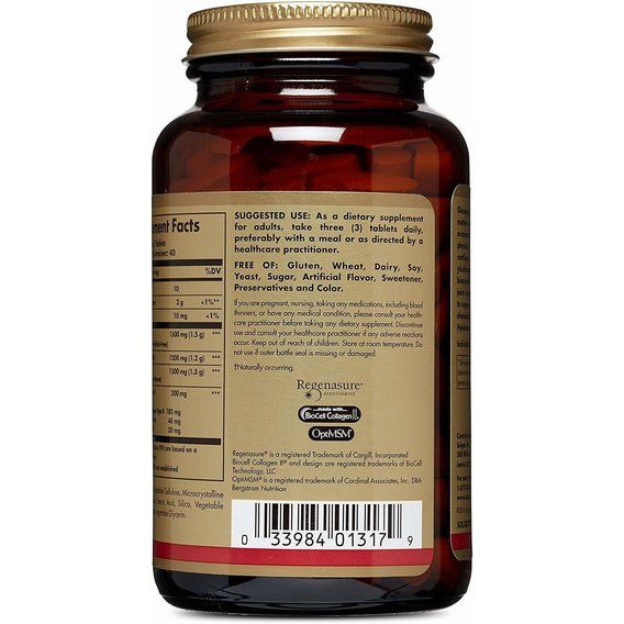 Препарат для суставов и связок Solgar Glucosamine Hyaluronic Acid Chondroitin MSM 120 Tabs | Зображення 3