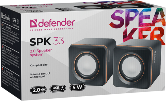 Акустика Defender 2.0 SPK 33 5W USB Black (65633) | Зображення 1