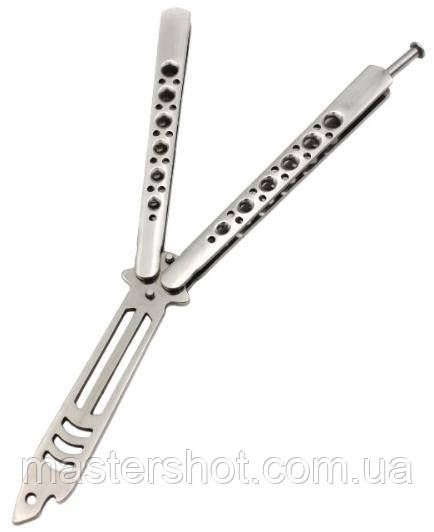 Ніж метелик тренувальний балисонг на заклепках безпечний дитячий ніж Акула АК-802 MS | Зображення 1