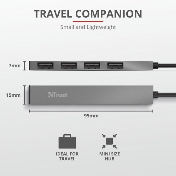 USB-хаб Trust Halyx Aluminium 4-Port Mini USB Hub (23786_TRUST) | Зображення 6